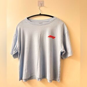Hybrid & Company Light Blue Crop Top with Red Logo